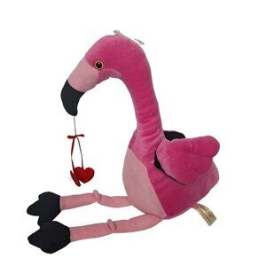 Dan Dee Pink Flamingo Valentine Heart Plush 19 Inch